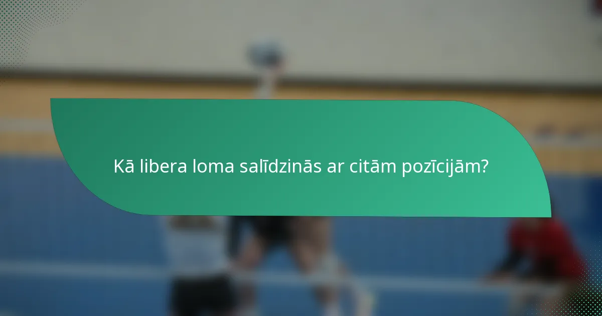 Kā libera loma salīdzinās ar citām pozīcijām?