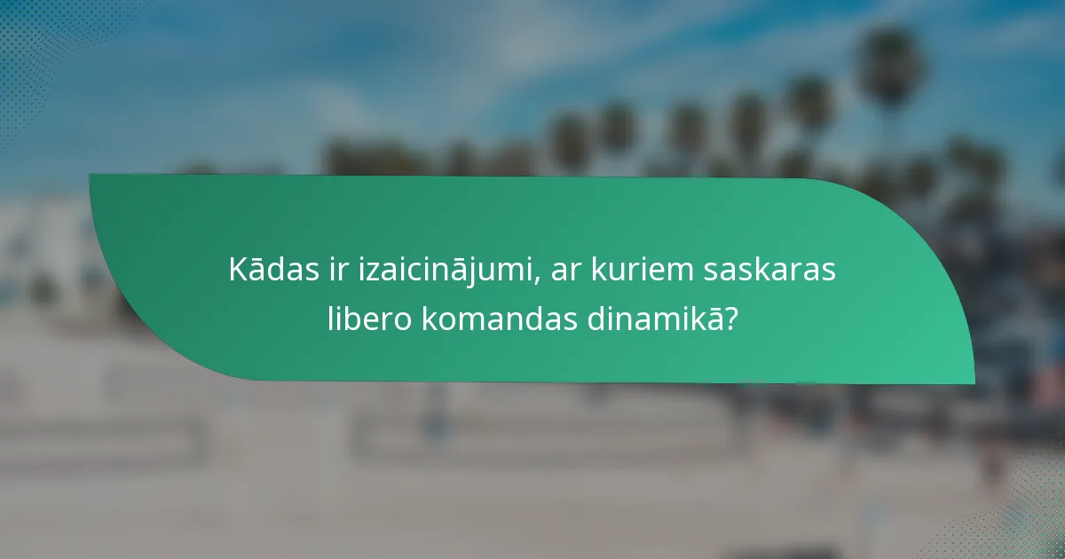Kādas ir izaicinājumi, ar kuriem saskaras libero komandas dinamikā?